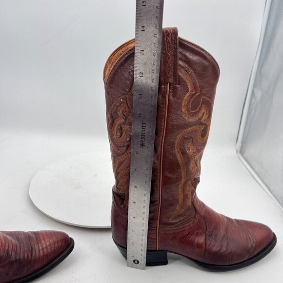 Tony Lama Men Size 8.5D 8540 Brown Cognac Exotic Lizard Leather Cowboy Boot - Picture 15 of 16